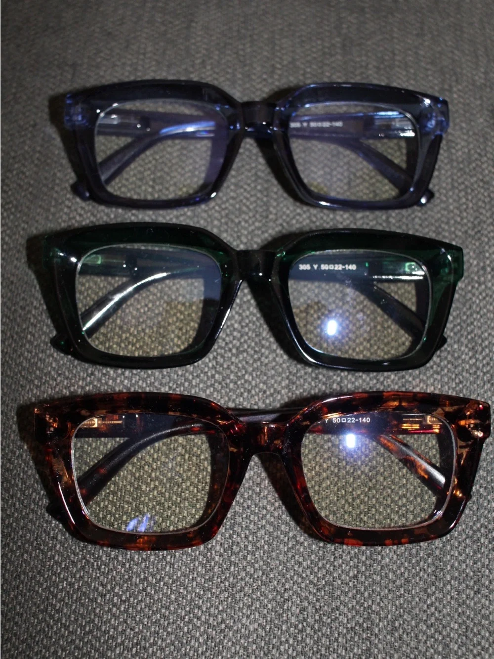 AMAZON 3 pack set. Classic Square Frame Reading Glasses - Blue, Green, Brown